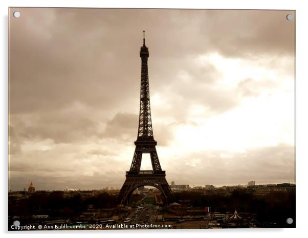 Eiffel Tower Paris France Acrylic by Ann Biddlecombe