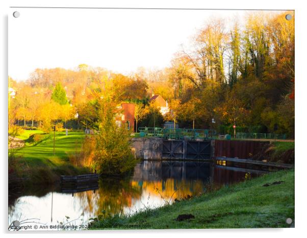 Cappy lock at sunset Acrylic by Ann Biddlecombe