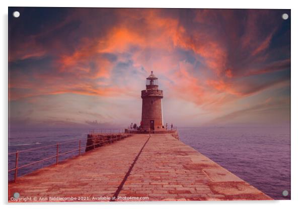 Guernsey Lighthouse Acrylic by Ann Biddlecombe
