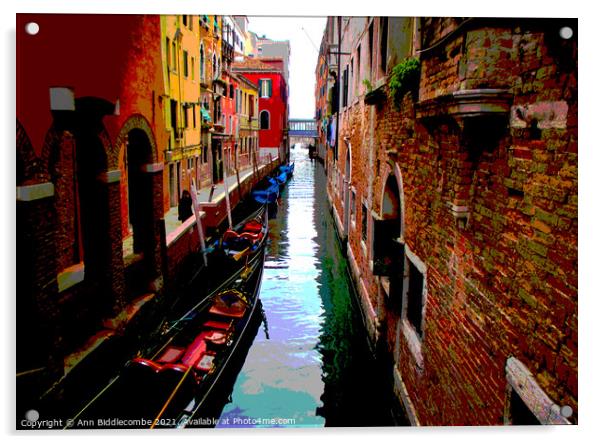 Posterized Side street in Venice Acrylic by Ann Biddlecombe