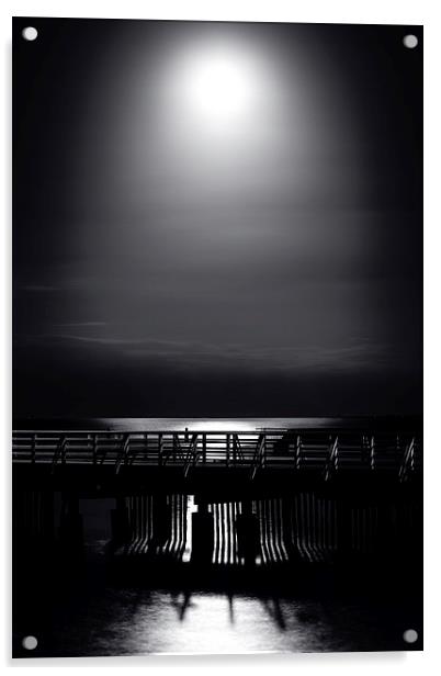 Full Moon over Bramble Bay Acrylic by Peta Thames