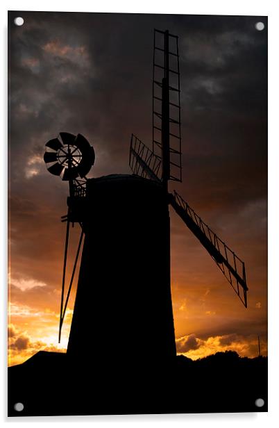 Horsey Windmill Stormy Sunset Acrylic by Duncan Monk