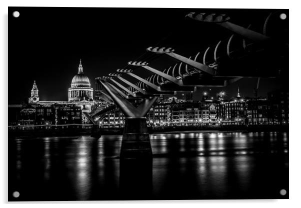 St. Paul's & Millennium. Acrylic by Peter Bunker