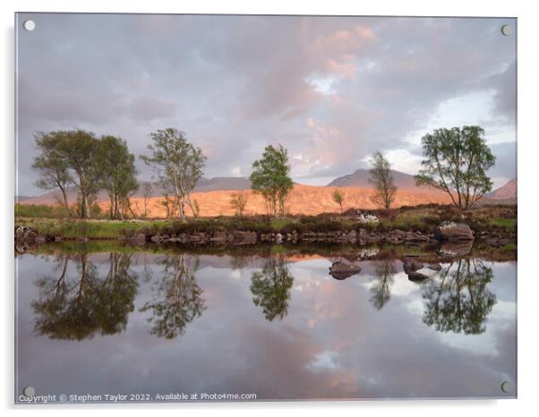 Rannoch Moor Sunset Acrylic by Stephen Taylor