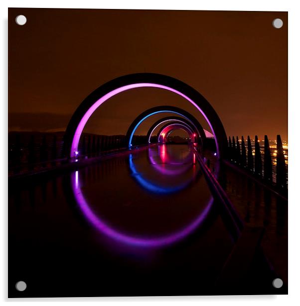 The Falkirk Wheel at night Acrylic by Stephen Taylor