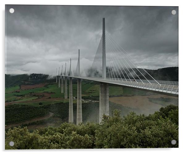 Millau viaduct under the clouds  Acrylic by Stephen Taylor
