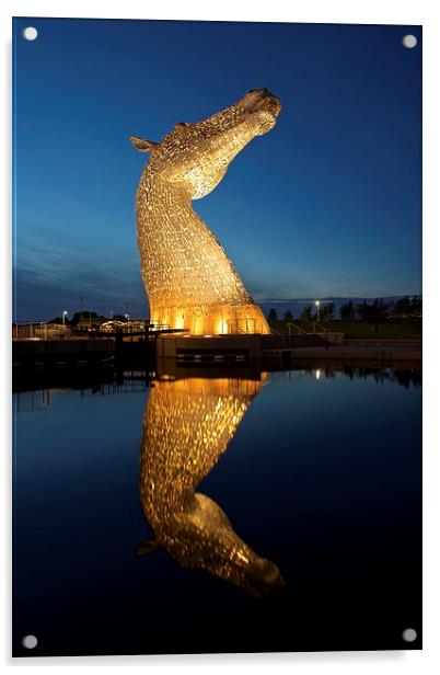  Kelpies reflection Acrylic by Stephen Taylor