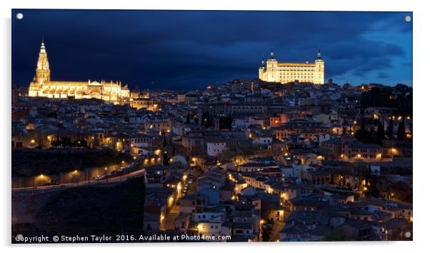 Dark skies over Toledo Acrylic by Stephen Taylor