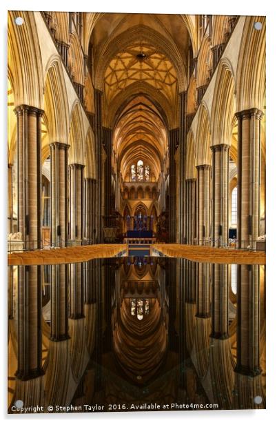 Salisbury Cathedral reflections Acrylic by Stephen Taylor