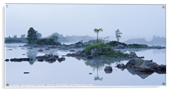 Morning Mist on lochan n h-Ahclaise Acrylic by Stephen Taylor