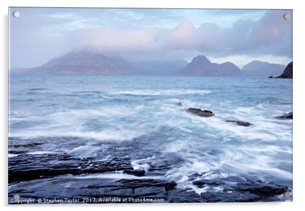 Blustery weather at Elgol Acrylic by Stephen Taylor