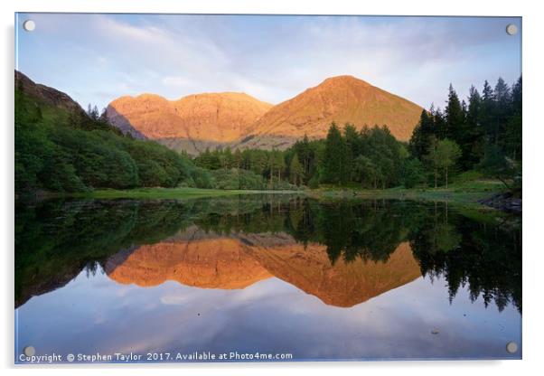 The very last of the light at Torren lochan Acrylic by Stephen Taylor