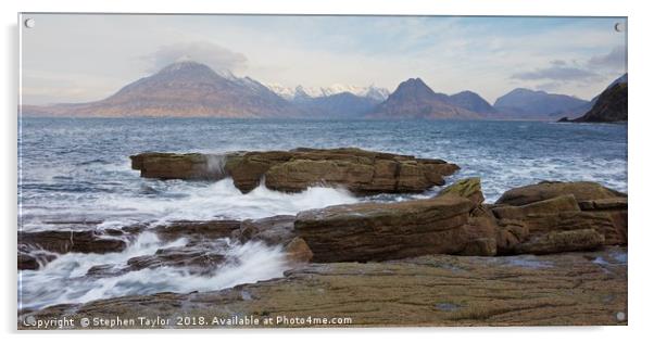 Morning tides at Elgol Acrylic by Stephen Taylor