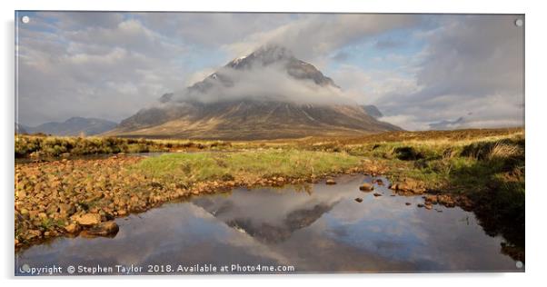 Buachaille Etive Mor Reflections Acrylic by Stephen Taylor