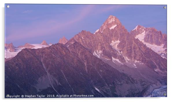 Aiguille du Chardonnet Alpen Glow Acrylic by Stephen Taylor