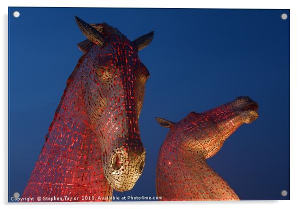 Red Kelpies Acrylic by Stephen Taylor