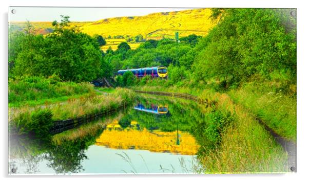 Canal reflections, Diggle, Saddleworth  Acrylic by Andy Smith