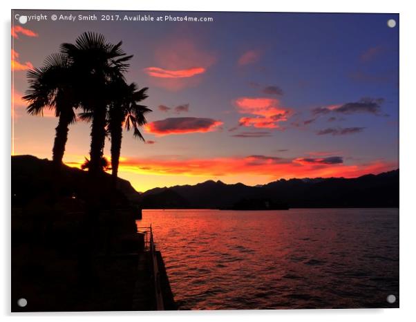 sunset over Isola Bella, Stresa, Italy           Acrylic by Andy Smith