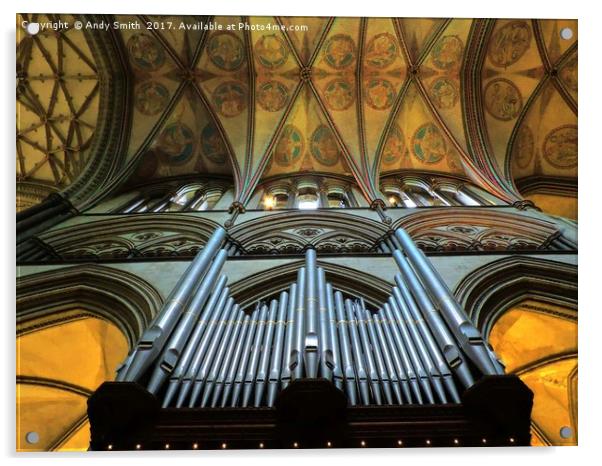 salisbury cathedral organ pipes           Acrylic by Andy Smith