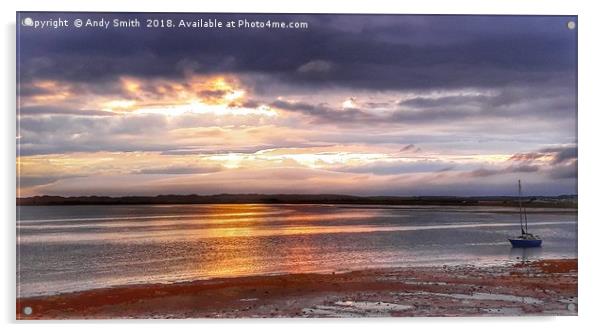 Golden Sunsets on Ravenglass Estuary Acrylic by Andy Smith
