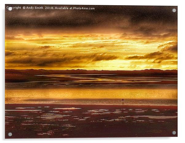 A Fiery Sky over the Serene Ravenglass Estuary Acrylic by Andy Smith
