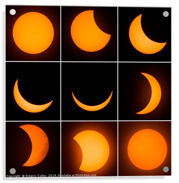 The 9 phases of the solar eclipse Acrylic by Gregory Culley