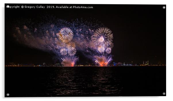 Hull new years city of culture fireworks Acrylic by Gregory Culley