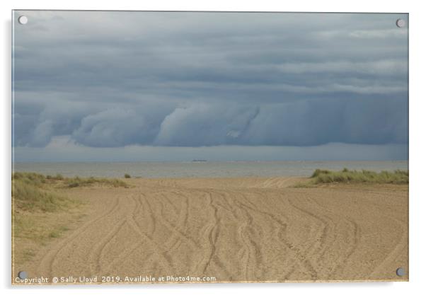 Storm clouds rolling at Great Yarmouth Acrylic by Sally Lloyd