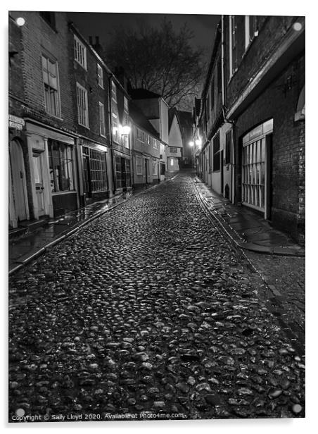 Elm Hill at Night, Norwich  Acrylic by Sally Lloyd