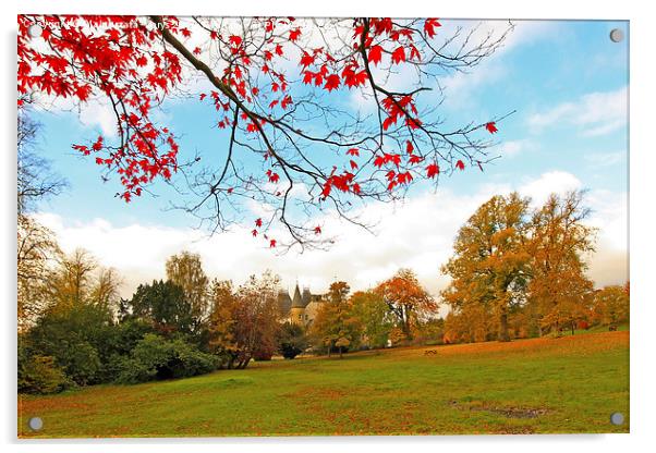 Beautiful, sunny autumn in the park of Falkirk Acrylic by Malgorzata Larys