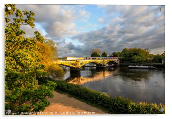 Richmond Railway Bridge, Thames River, Richmond, L Acrylic by Malgorzata Larys