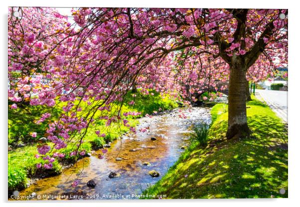 Spring at the river in Scotland Acrylic by Malgorzata Larys