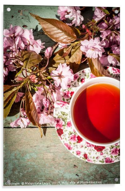 English cup of tea, still life Acrylic by Malgorzata Larys