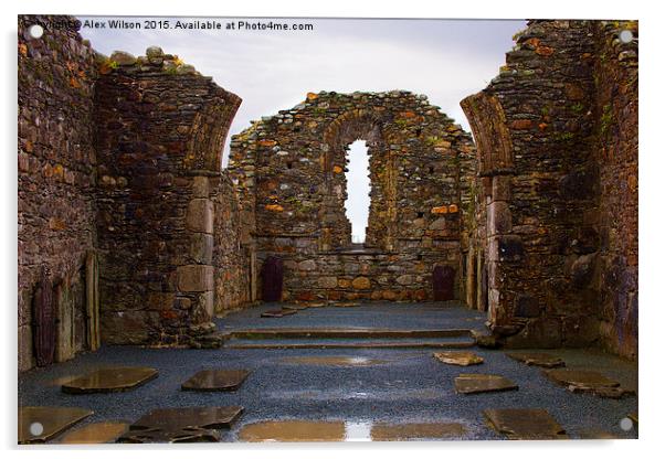Glendalough Abbey Acrylic by Alex Wilson