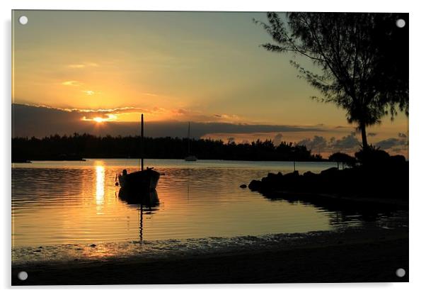Mauritian Sunset Acrylic by Peter Ready