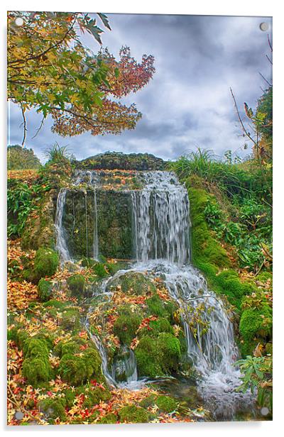  Waterfall at Little Bredy in Dorset.  Acrylic by Mark Godden