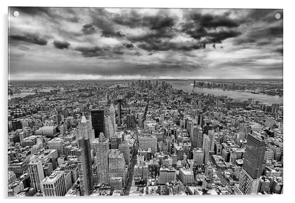 Manhattan in monochrome.   Acrylic by Mark Godden