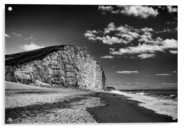 East Cliff in monochrome.  Acrylic by Mark Godden