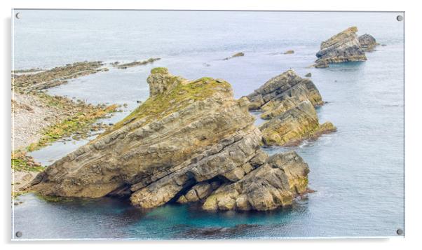 Mupe Rocks on Dorset's Jurassic Coast. Acrylic by Mark Godden