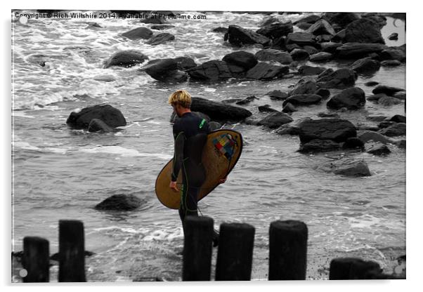  Lone Surfer Acrylic by Rich Wiltshire