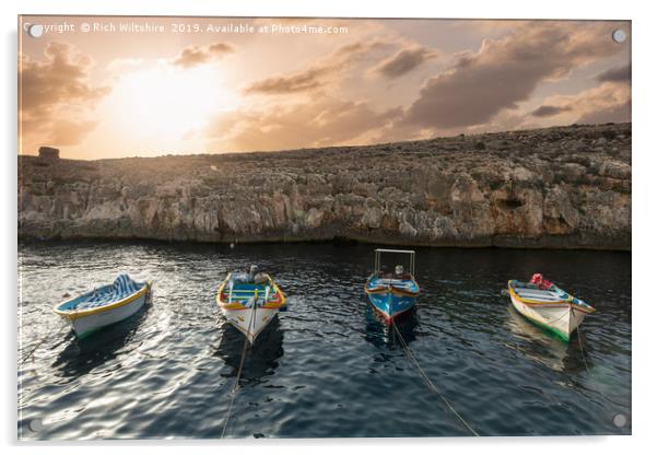 Boats - Malta Acrylic by Rich Wiltshire