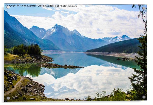  Medicine Lake Canadian Rockies Acrylic by Judith Lightfoot