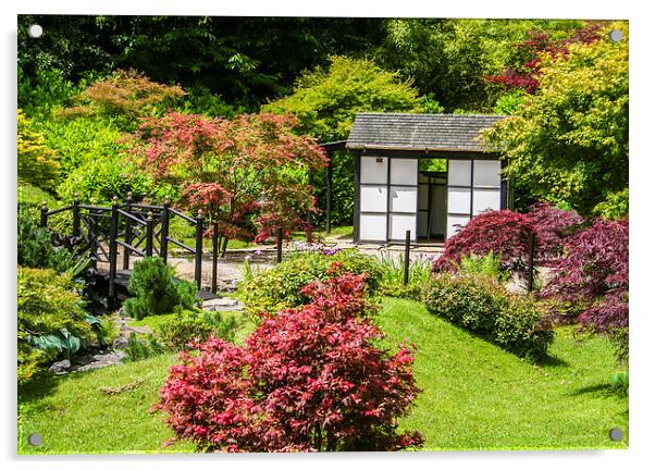  A Delightful Japanese Garden Acrylic by Judith Lightfoot