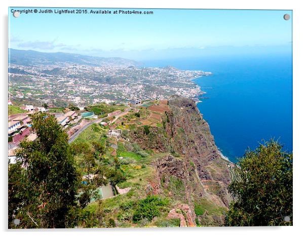 Overview of Funchal coastline from above x2 Acrylic by Judith Lightfoot