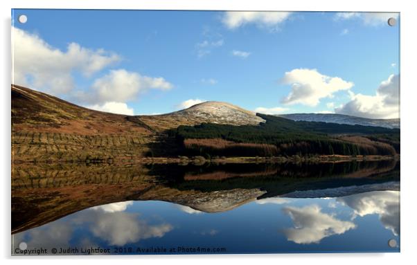 Mirror image on Loch Doon Acrylic by Judith Lightfoot