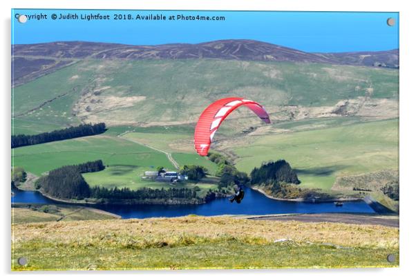 PARAGLIDING OFF SNAEFEL Acrylic by Judith Lightfoot