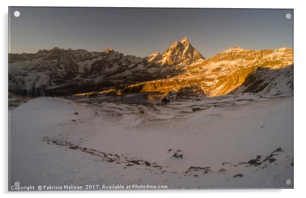 The Sun Sets Over The Matterhorn Mont Cervin Acrylic by Fabrizio Malisan