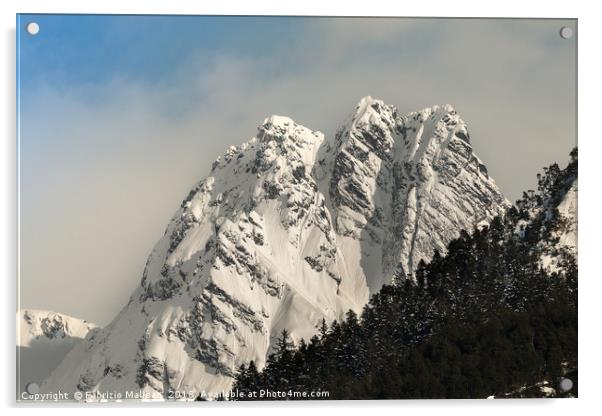 Snow on the mountain peaks Acrylic by Fabrizio Malisan