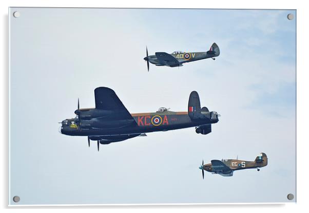  Lancaster Bomber, Spitfire and Hurricane Acrylic by Billy Tinkler
