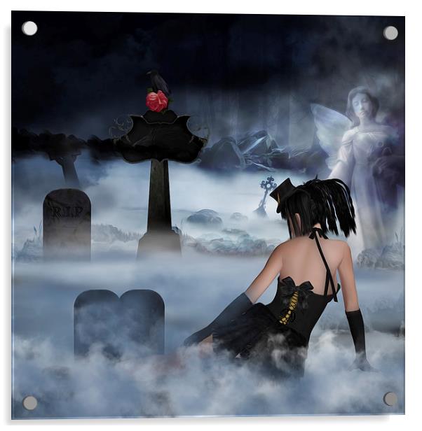 Gothica - Gothic Digital Oil Painting Acrylic by Tanya Hall